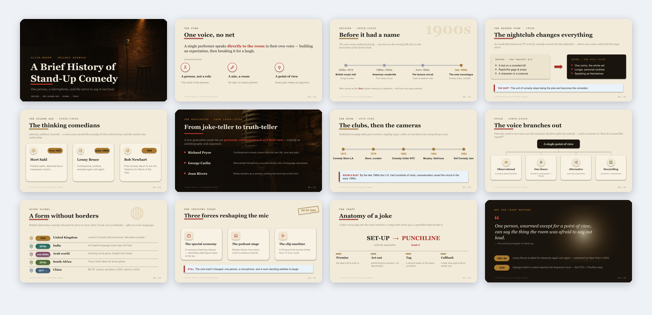 History / Evolution Narrative template preview